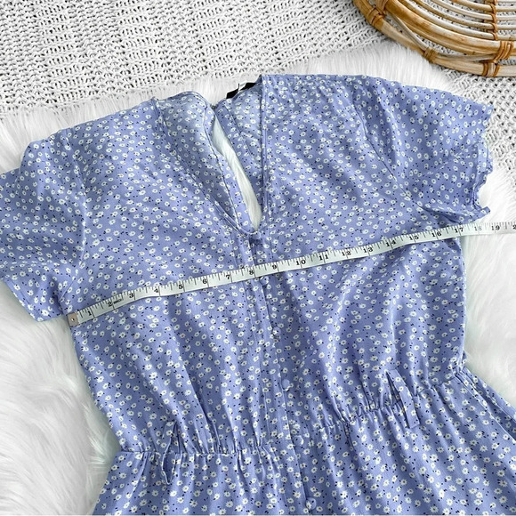 Rails Sophia Sky Blue Daisies Romper Floral Playsuit Button Front Blue White XS - Picture 11 of 15